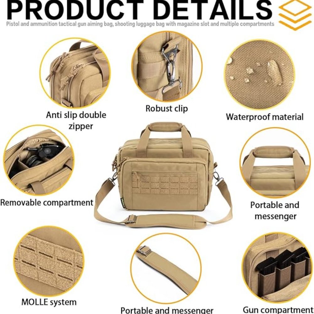 Gun Bag Range Bag Pistol Case Gun Case Magazine Lockable Double Layer Explosion - Picture 4 of 5